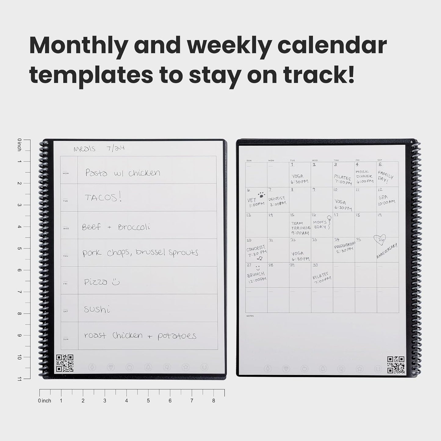 Rocketbook Fusion Reusable Digital Notebook - Smart Notepad A4 Black, 7 Styles, To Do List, Daily Journal, Weekly & Monthly Planner, with Frixion Erasable Pen, Office Gadget Reduces Paper Waste