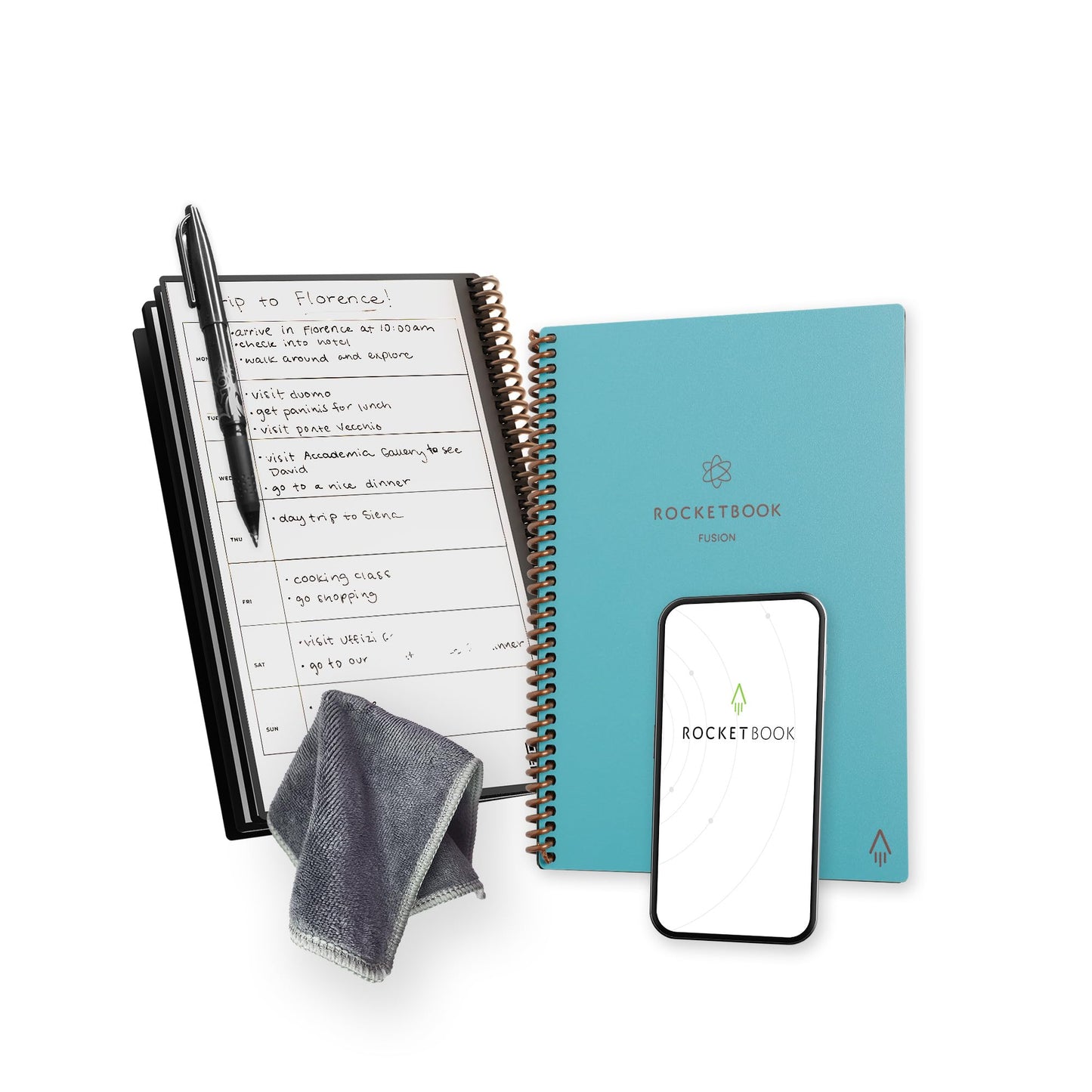 Rocketbook Fusion Reusable Digital Notebook - Smart Notepad A4 Black, 7 Styles, To Do List, Daily Journal, Weekly & Monthly Planner, with Frixion Erasable Pen, Office Gadget Reduces Paper Waste
