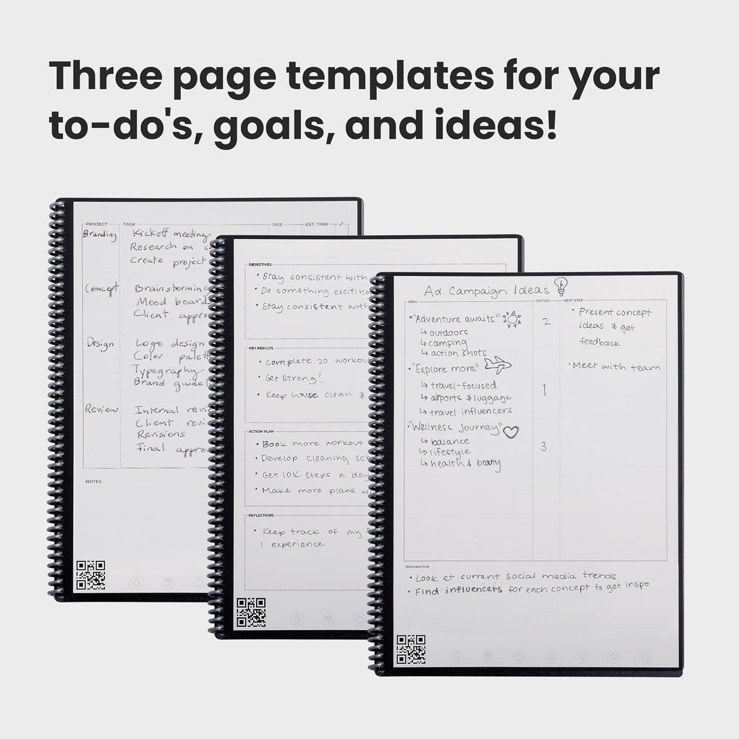Rocketbook Fusion Reusable Digital Notebook - Smart Notepad A4 Black, 7 Styles, To Do List, Daily Journal, Weekly & Monthly Planner, with Frixion Erasable Pen, Office Gadget Reduces Paper Waste