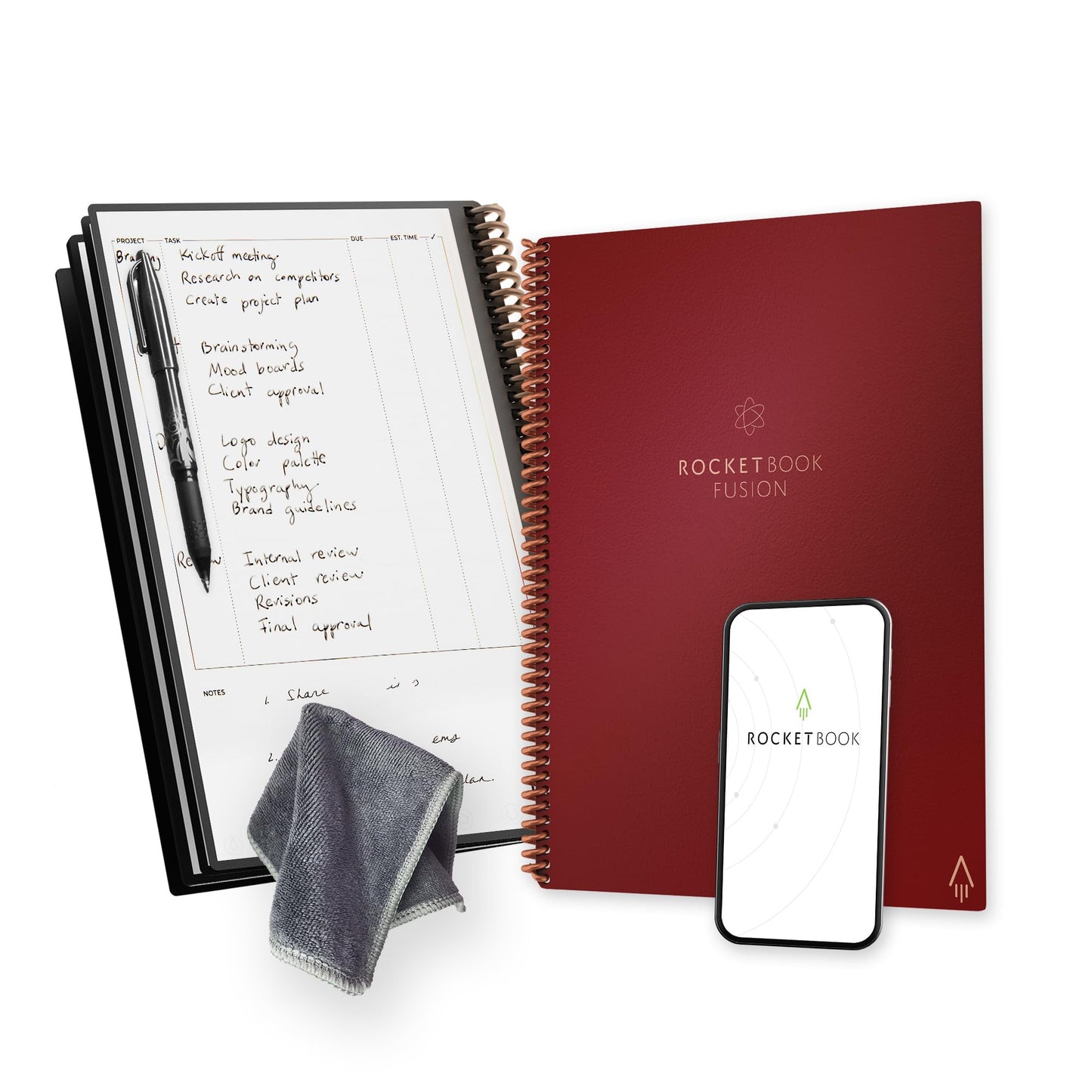 Rocketbook Fusion Reusable Digital Notebook - Smart Notepad A4 Black, 7 Styles, To Do List, Daily Journal, Weekly & Monthly Planner, with Frixion Erasable Pen, Office Gadget Reduces Paper Waste