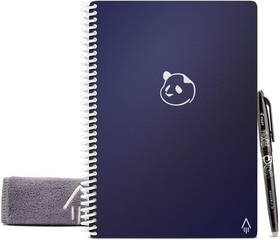Rocketbook Panda Reusable Weekly Planner - Digital A4 Notebook, Blue Smart Notepad, Daily Academic Diary, To Do List Bullet Journal with Frixion Erasable Pen, Office Gadget Reduces Paper Waste