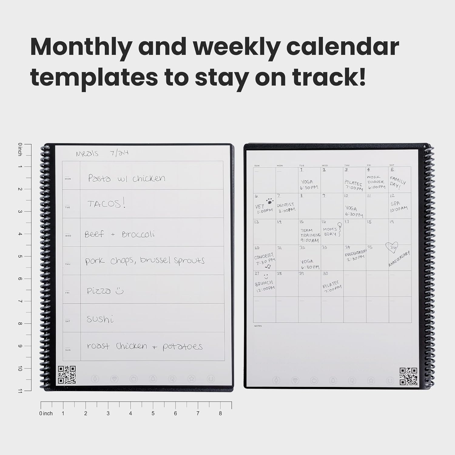 Rocketbook Fusion Reusable Digital Notebook - Smart Notepad A4 Black, 7 Styles, To Do List, Daily Journal, Weekly & Monthly Planner, with Frixion Erasable Pen, Office Gadget Reduces Paper Waste