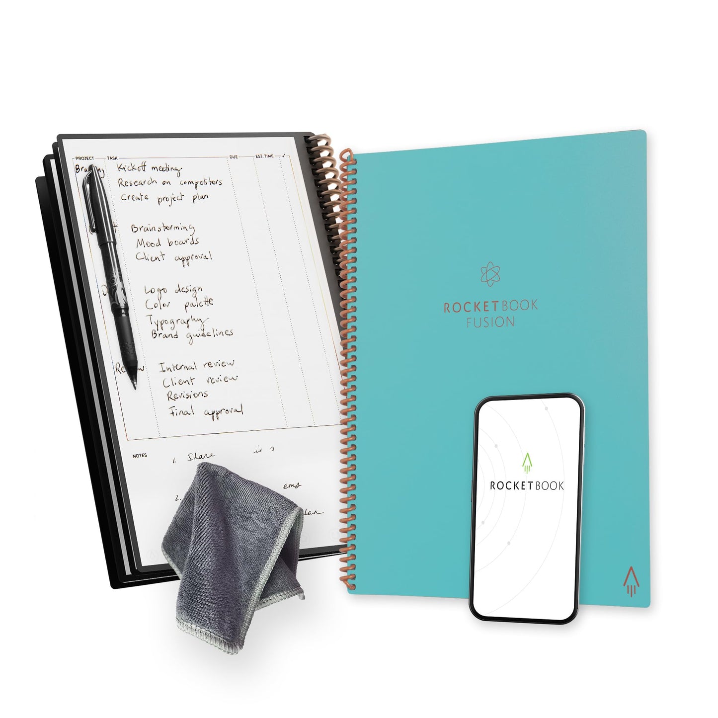 Rocketbook Fusion Reusable Digital Notebook - Smart Notepad A4 Black, 7 Styles, To Do List, Daily Journal, Weekly & Monthly Planner, with Frixion Erasable Pen, Office Gadget Reduces Paper Waste