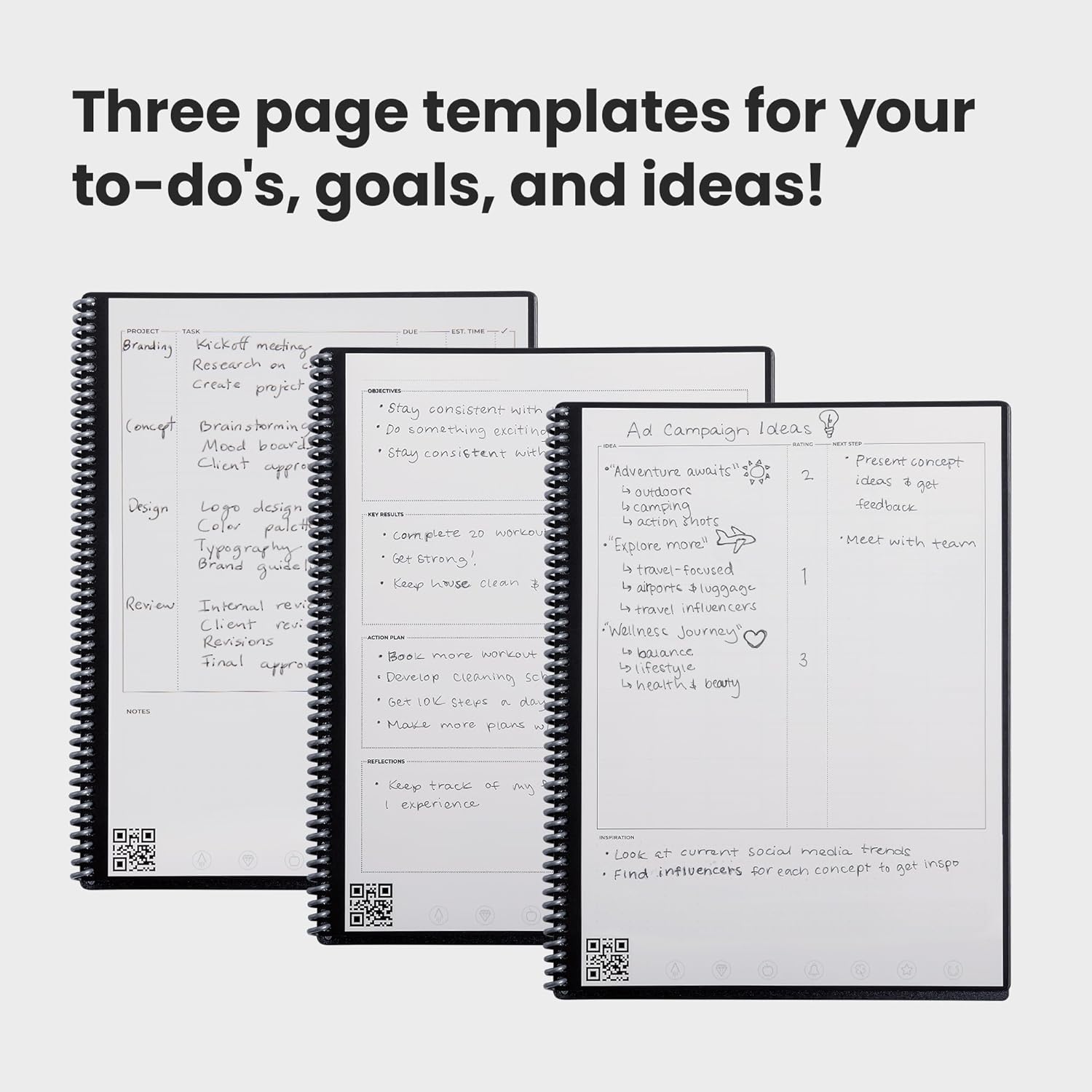 Rocketbook Fusion Reusable Digital Notebook - Smart Notepad A4 Black, 7 Styles, To Do List, Daily Journal, Weekly & Monthly Planner, with Frixion Erasable Pen, Office Gadget Reduces Paper Waste