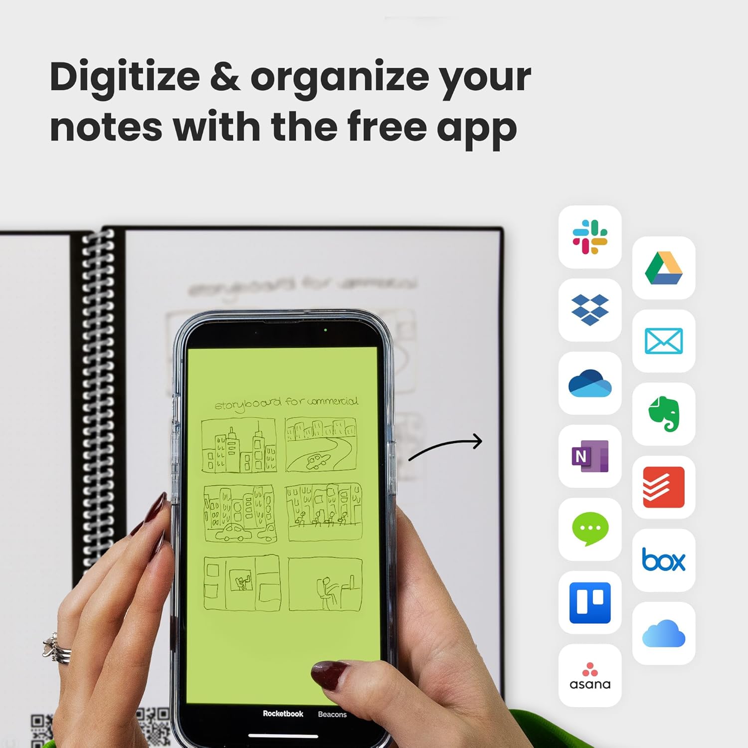Rocketbook Fusion Reusable Digital Notebook - Smart Notepad A4 Black, 7 Styles, To Do List, Daily Journal, Weekly & Monthly Planner, with Frixion Erasable Pen, Office Gadget Reduces Paper Waste