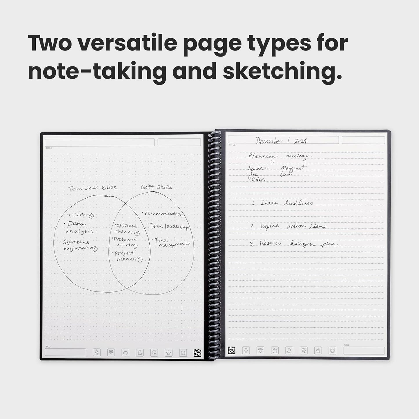Rocketbook Fusion Reusable Digital Notebook - Smart Notepad A4 Black, 7 Styles, To Do List, Daily Journal, Weekly & Monthly Planner, with Frixion Erasable Pen, Office Gadget Reduces Paper Waste
