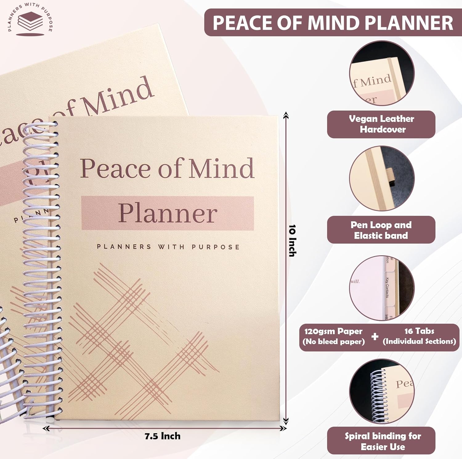 Planners with Purpose End of Life Planner - Guided Final Arrangements When I'm Gone Workbook Organizer Notebook for Beneficiary Info, Will Preparation, Last Wishes, Funeral Planning - Peace of Mind B5