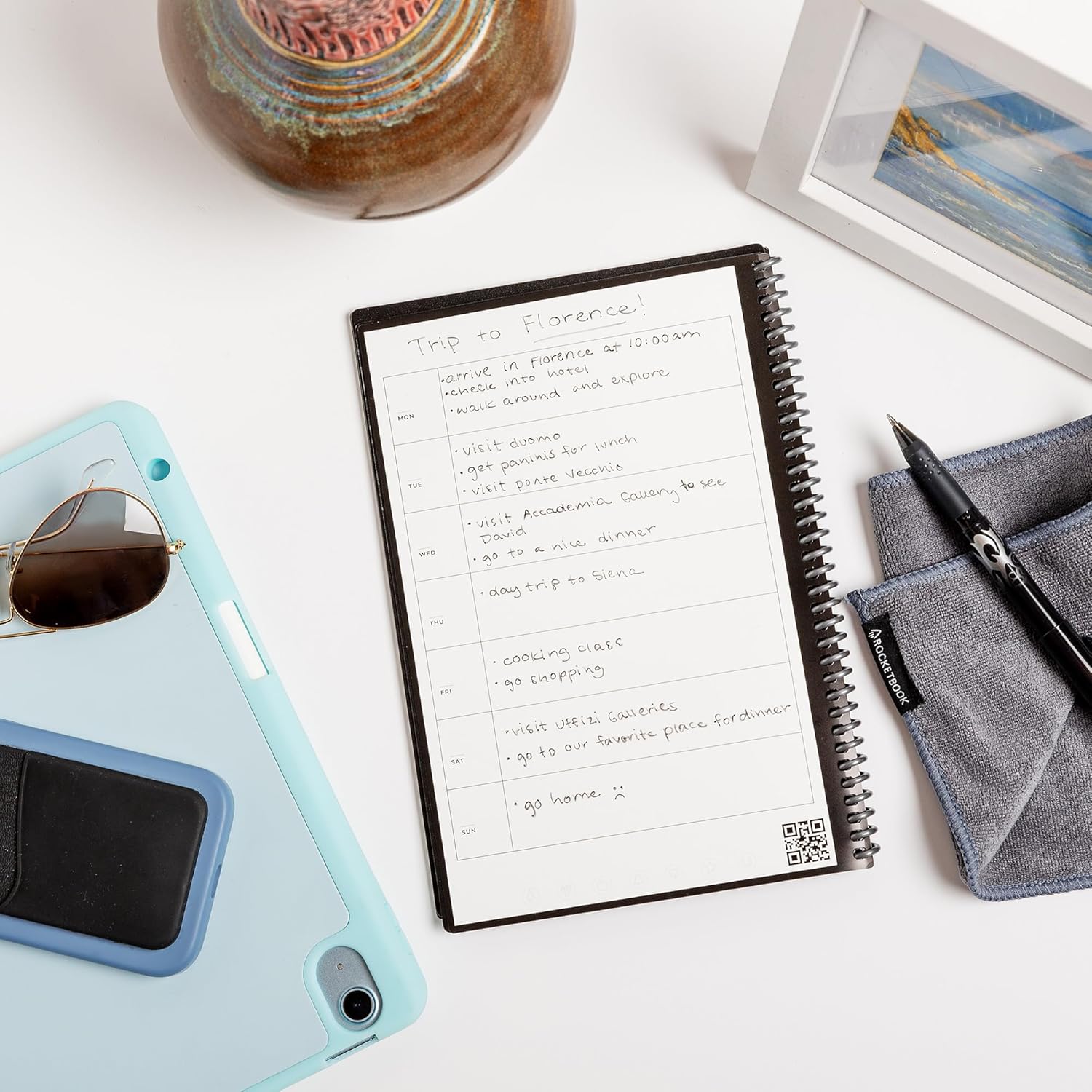 Rocketbook Fusion Reusable Digital Notebook - Smart Notepad A4 Black, 7 Styles, To Do List, Daily Journal, Weekly & Monthly Planner, with Frixion Erasable Pen, Office Gadget Reduces Paper Waste